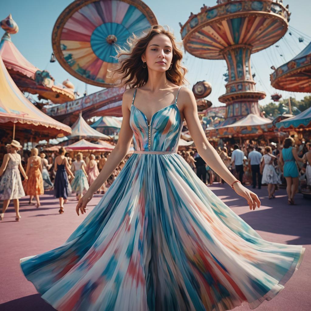 Woman in Vibrant Dress at Carnival