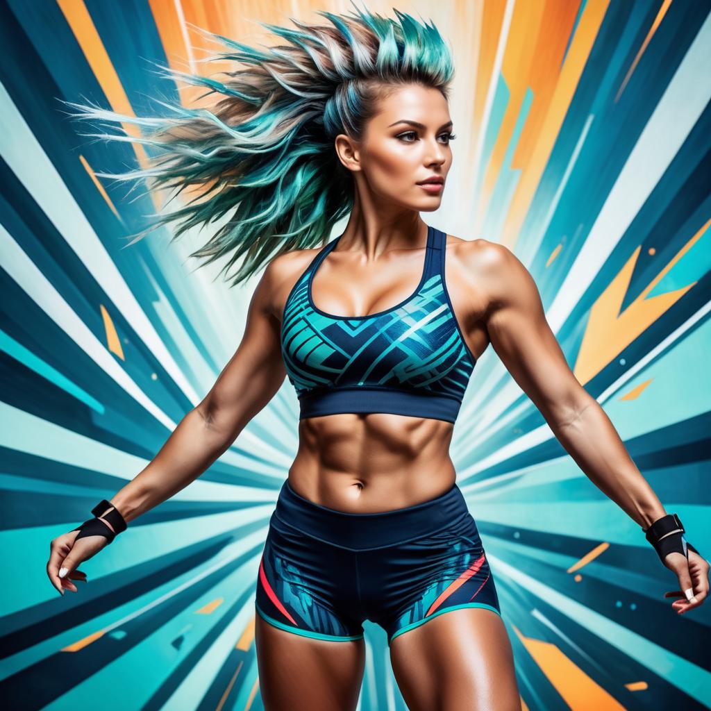 Athletic Woman in Dynamic Sports Outfit Athletic Woman in Dynamic Sports Outfit