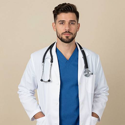 Male Doctor in White Lab Coat with Stethoscope