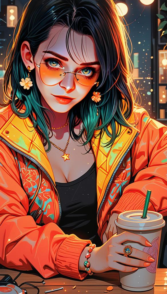 Stylish Woman with Blue and Green Hair in Urban Setting
