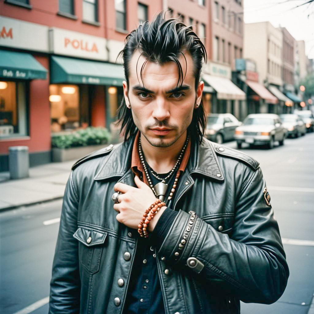 Confident Young Man in Leather Jacket