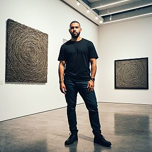 Confident Man in Modern Art Gallery