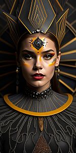 Regal Woman with Face Paint and Headpiece