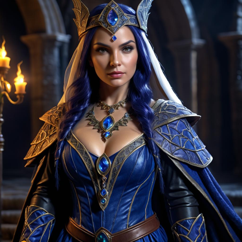 Sorceress in Enchanting Blue Costume