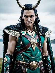 Loki Cosplay Ragnarok Style with Horned Helmet and Armor