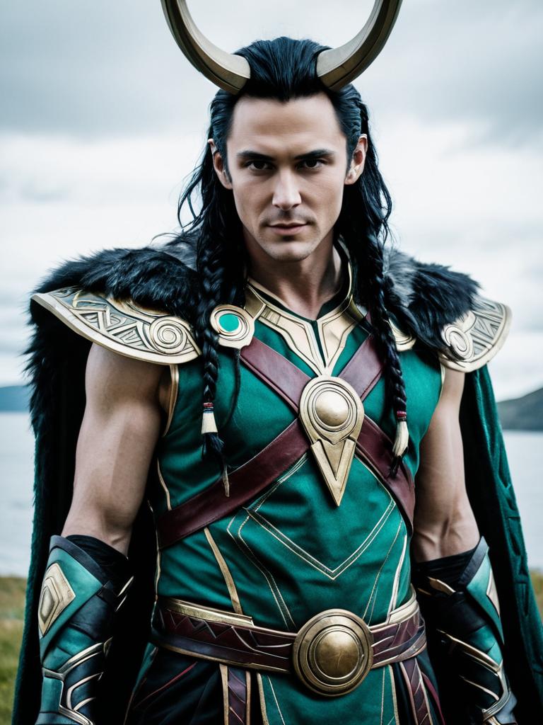 Loki Cosplay Ragnarok Style with Horned Helmet and Armor