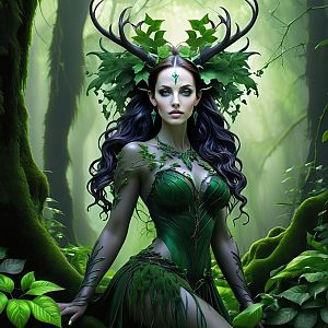 Mystical Woman in Enchanted Forest