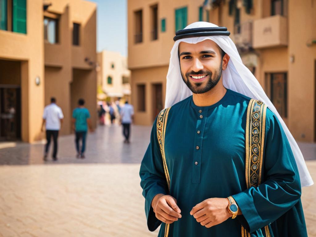 Cheerful Emirati Man in Dubai Market