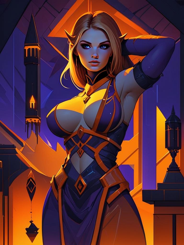 Confident Female Character in Fantasy Setting Confident Female Character in Fantasy Setting
