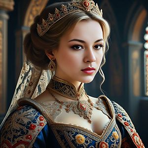 Regal Young Woman in Renaissance Gown