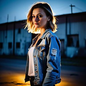 Confident Young Woman Outdoors at Twilight