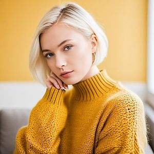 Young Woman in Mustard Sweater