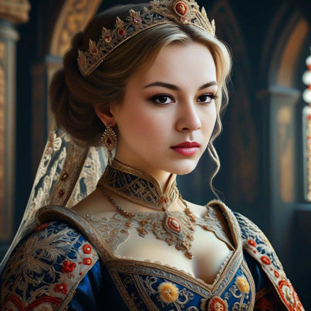 Regal Young Woman in Renaissance Gown