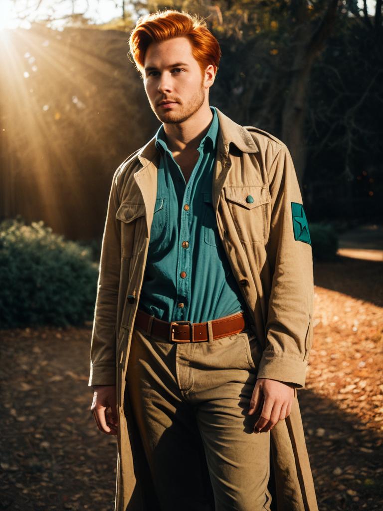Man Wearing Realistic Sam Stone Cosplay Costume Outdoors