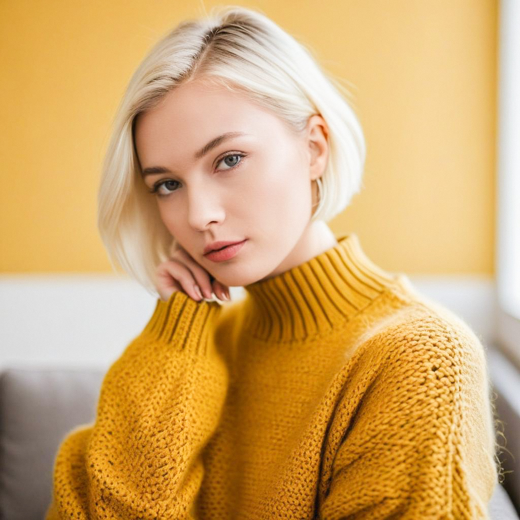 Young Woman in Mustard Sweater