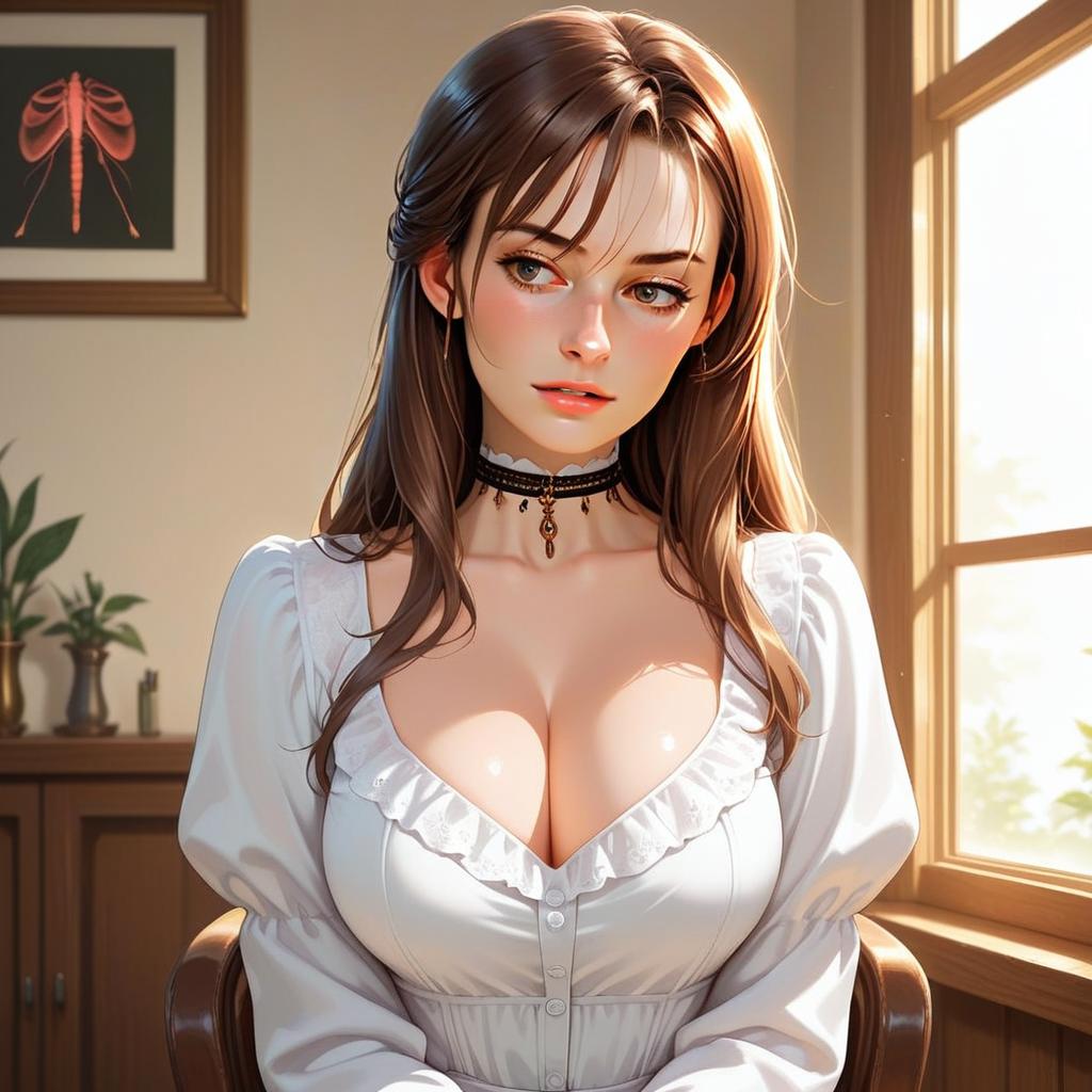 Young Woman by Sunlit Window