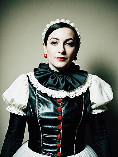 Woman in Vintage Fancy Dress Outfit Waist Up Editorial Portrait