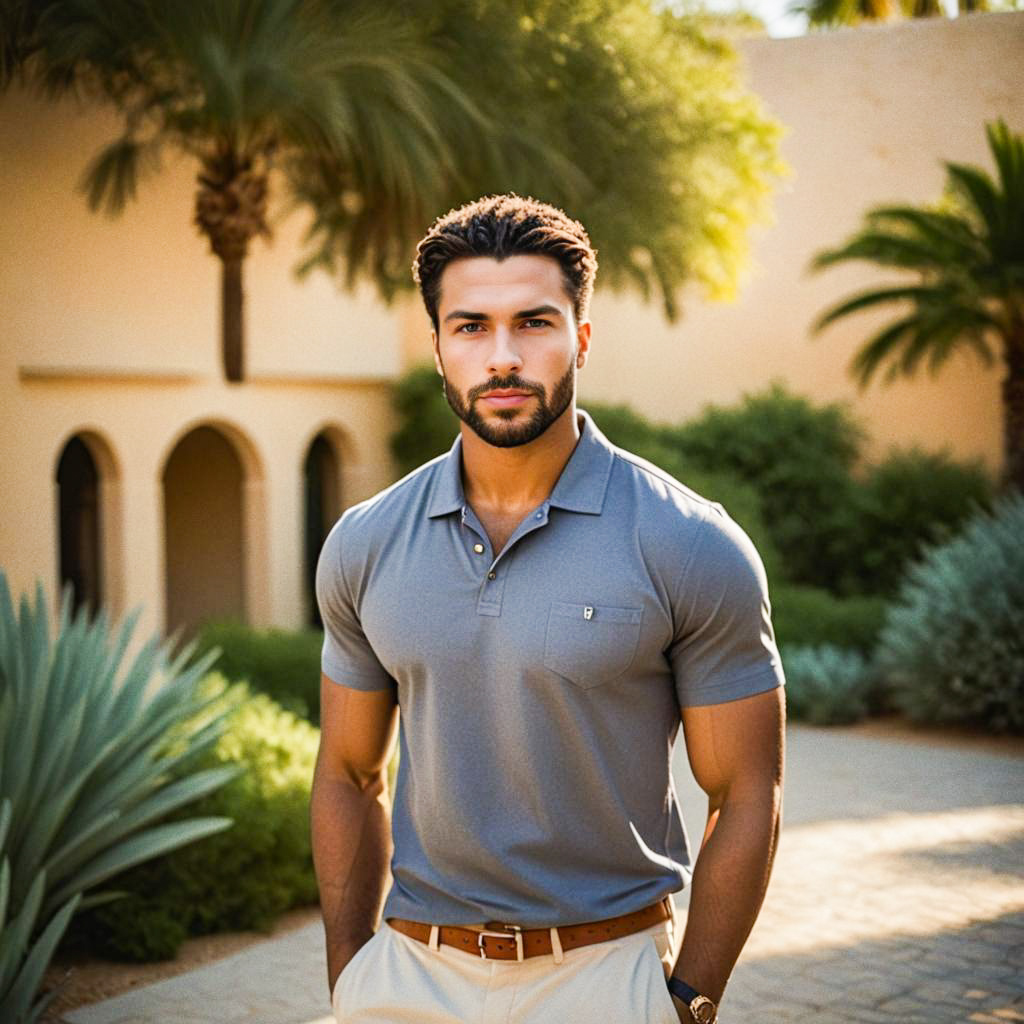 Confident Man in Stylish Outfit Outdoors