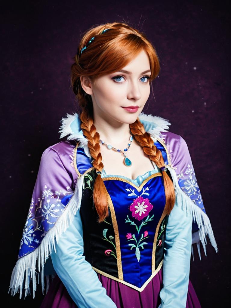 Woman in Purple and Blue Costume with Red Braided Hair Woman in Purple and Blue Costume with Red Braided Hair