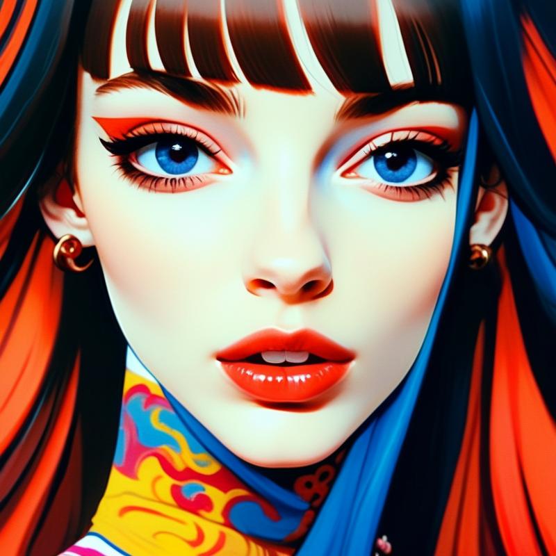 Digital Portrait of a Woman with Blue Eyes and Red-Orange Hair Digital Portrait of a Woman with Blue Eyes and Red-Orange Hair
