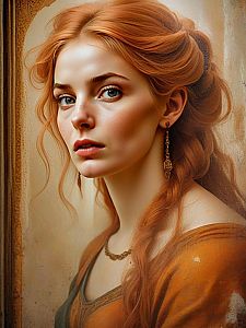 Elegant Portrait of Young Woman with Red Hair