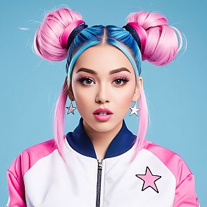 Young Woman with Colorful Hair and Sporty Jacket