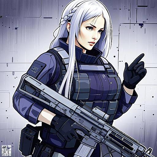 Anime Style Woman with AK-15 Rifle in Tactical Gear - Girls Frontline Inspired