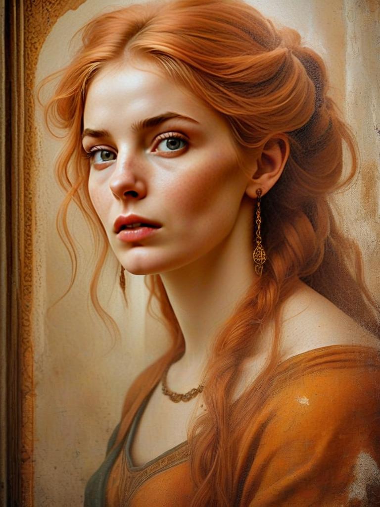 Elegant Portrait of Young Woman with Red Hair