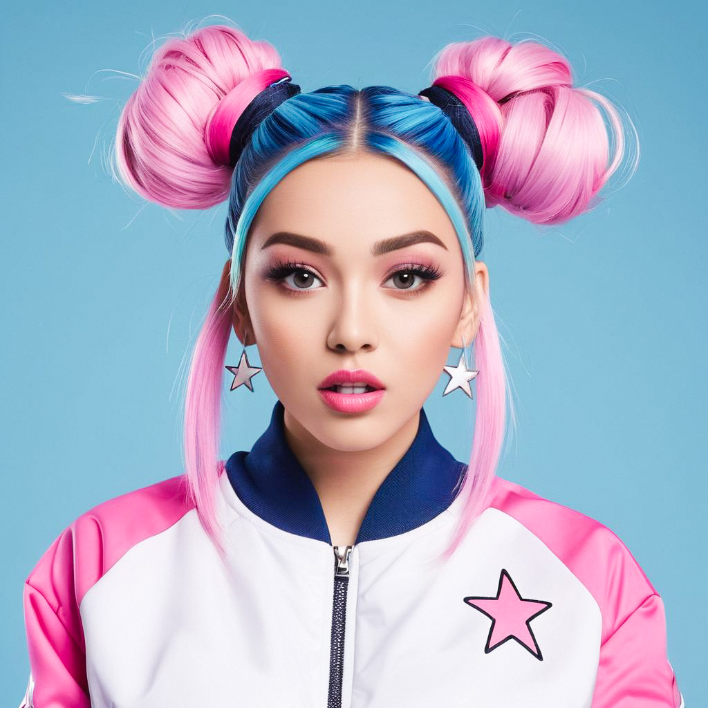 Young Woman with Colorful Hair and Sporty Jacket