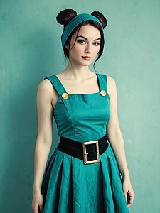 Realistic Photo of Sexy Cosplay Woman Wearing Pan Character Costume