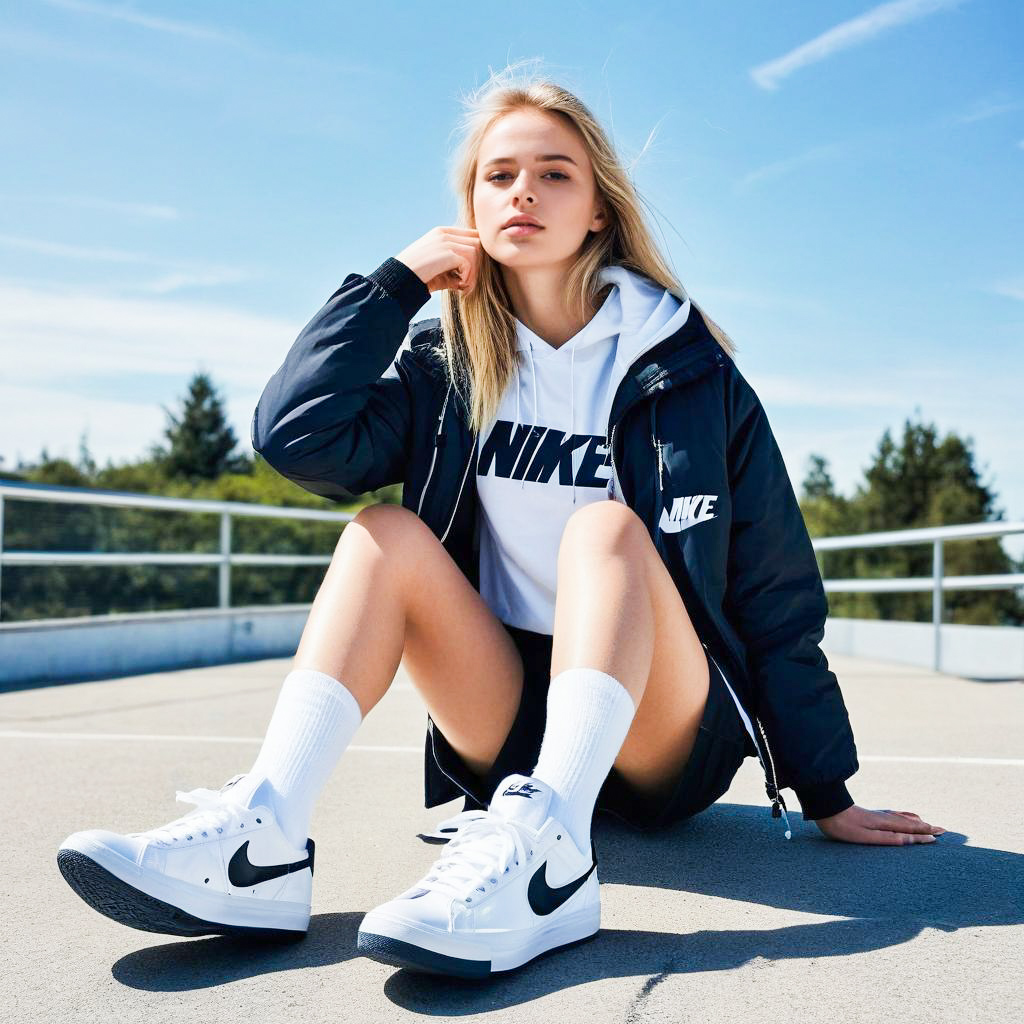 Young Woman in Sporty Casual Wear Outdoors