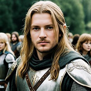 Man in Medieval Armor in Outdoor Setting