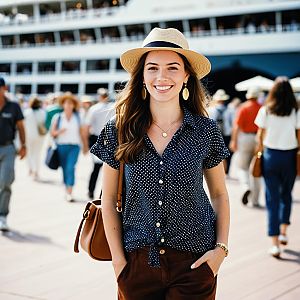 Smiling Woman in Casual Cruise Outfit