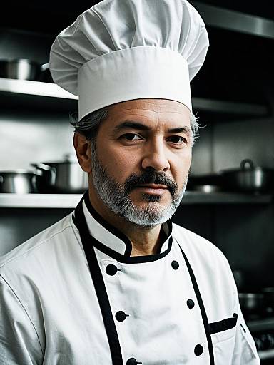 Man in Chef Costume Cinematic Realism Stylish Culinary Portrait