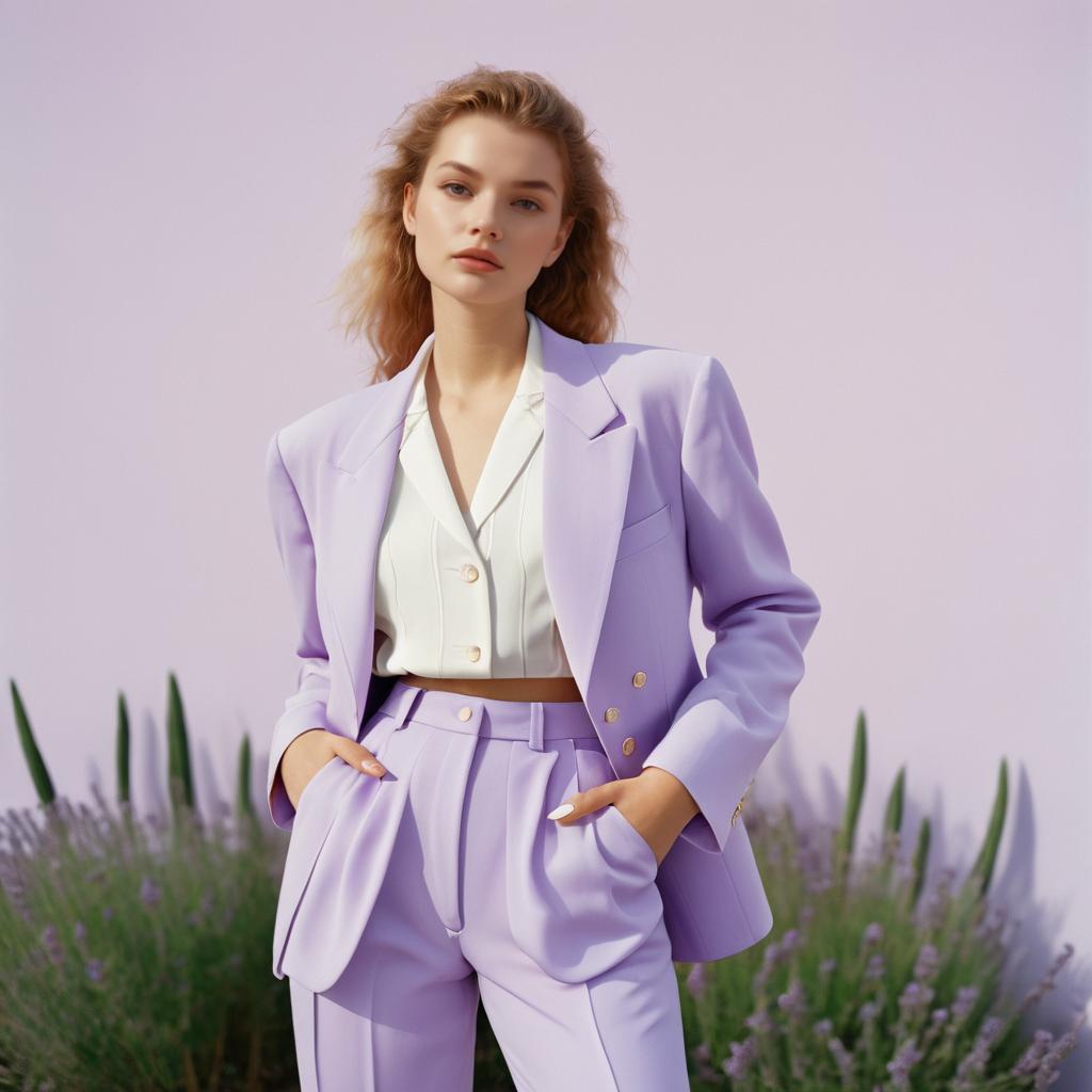 Stylish Woman in Lavender Suit