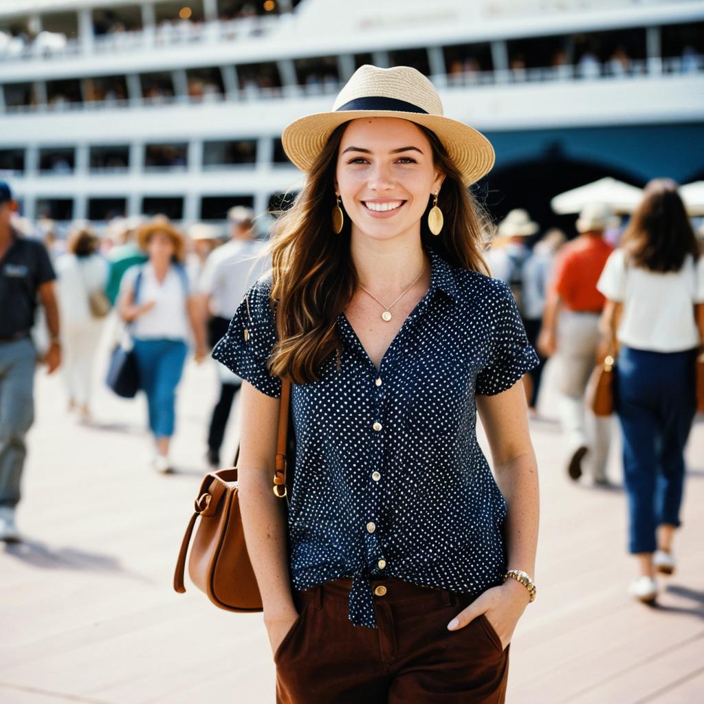 Smiling Woman in Casual Cruise Outfit