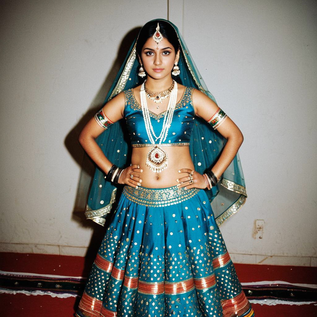 Woman in Traditional Blue Garba Dance Costume with Jewelry Woman in Traditional Blue Garba Dance Costume with Jewelry