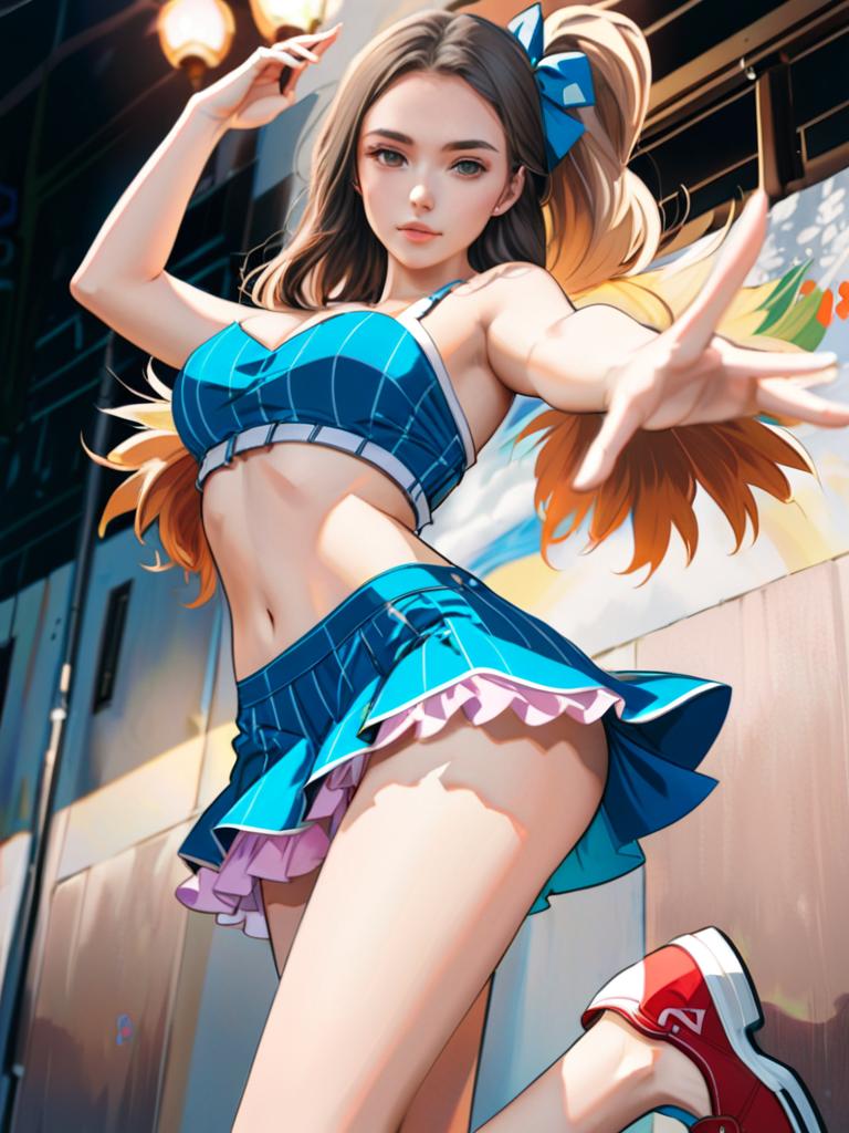 Vibrant Anime Female in Urban Setting