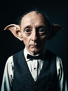 Portrait of a Man with Large Ears in Vintage Outfit