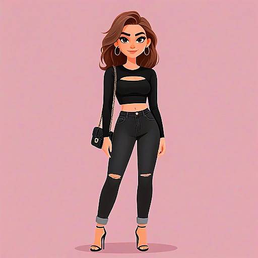 Stylish Woman in Modern Streetwear Digital Illustration