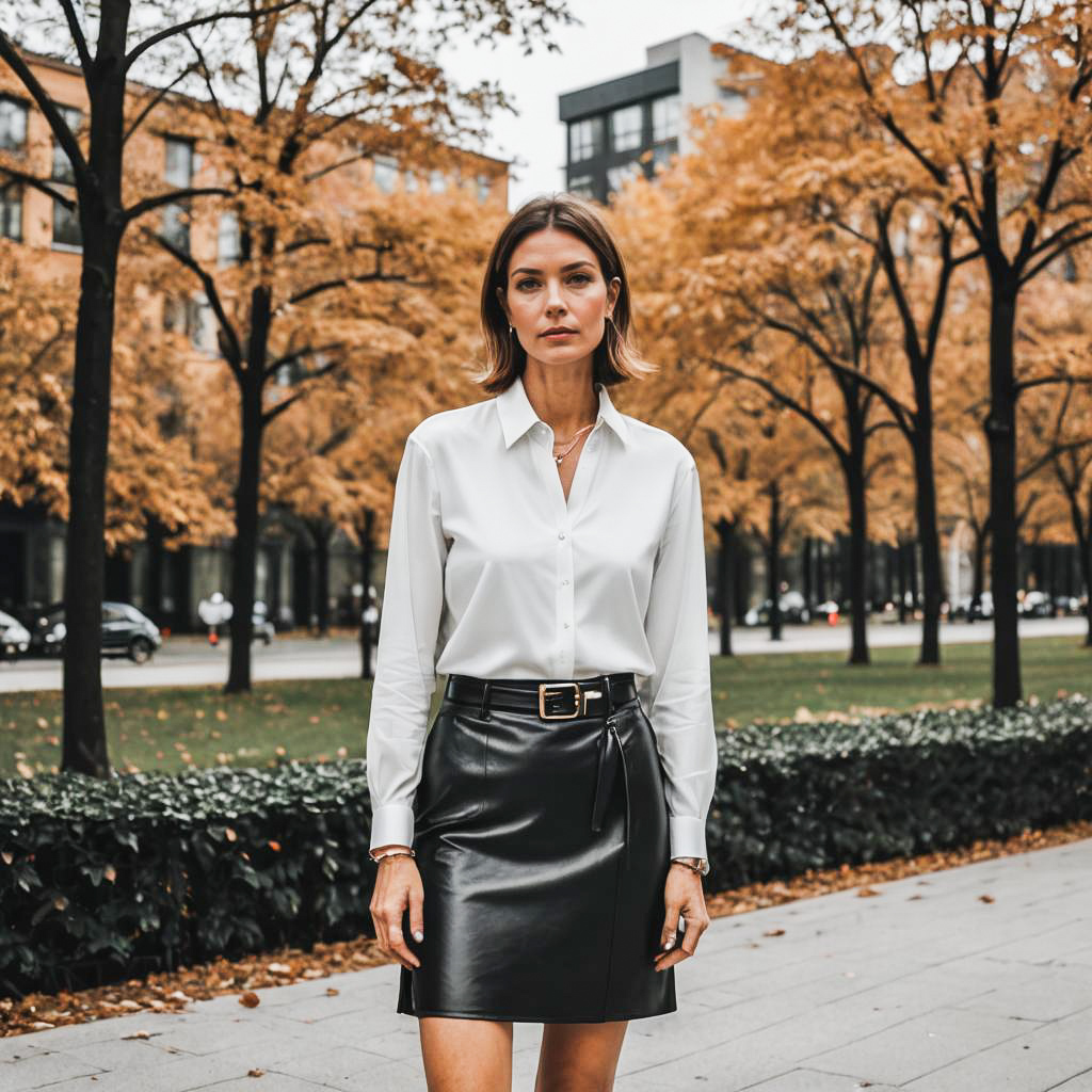 Fashionable Woman in Autumn Park