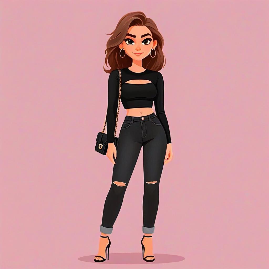 Stylish Woman in Modern Streetwear Digital Illustration