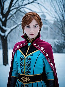 Woman in winter costume outdoors