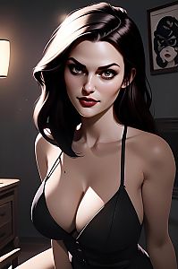 Hyper-Realistic Digital Portrait of Woman in Black Top