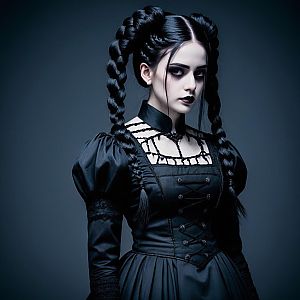 Gothic Woman in Lace Outfit
