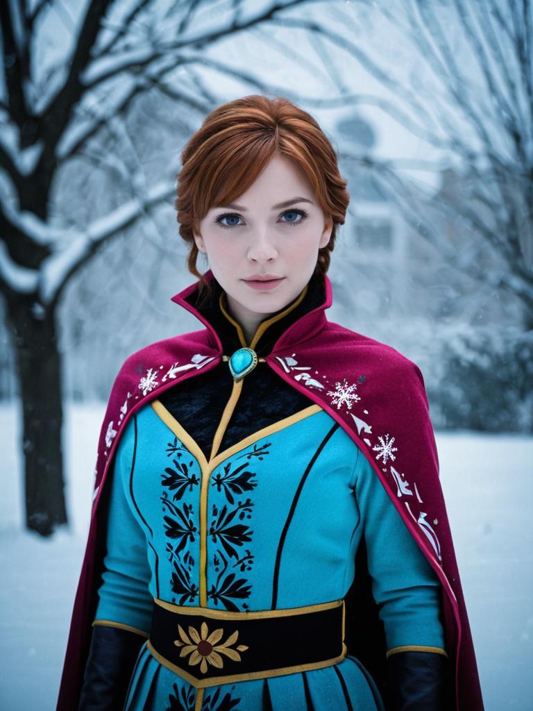 Woman in winter costume outdoors