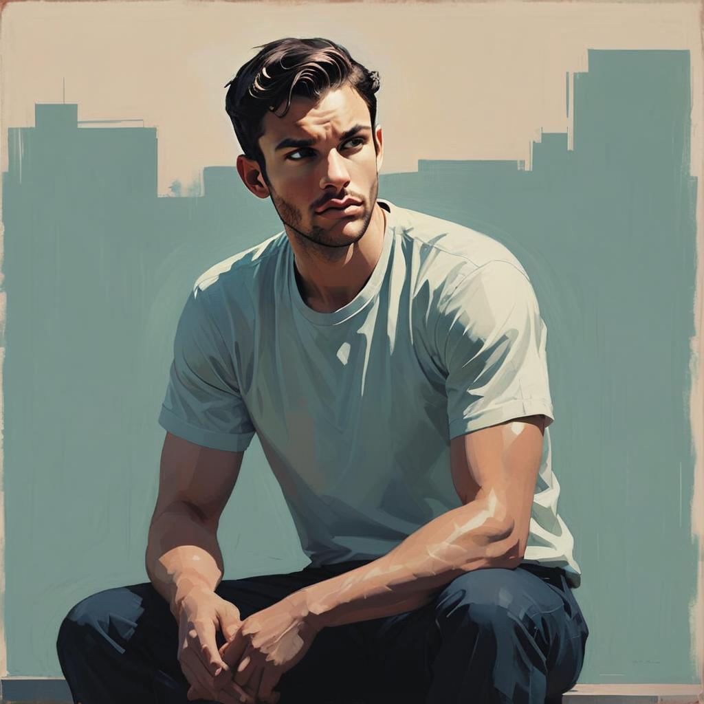 Contemplative Man in Urban Setting