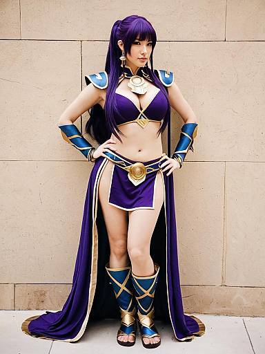 Ishtar Fire Emblem Cosplay Woman in Purple Fantasy Armor