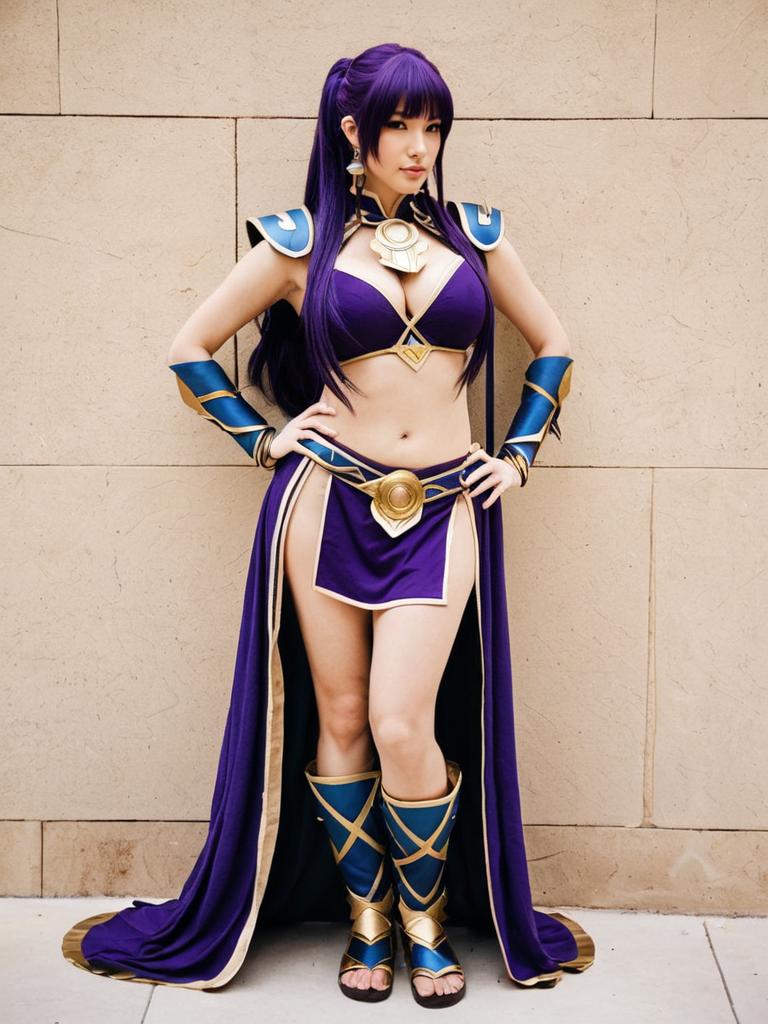 Ishtar Fire Emblem Cosplay Woman in Purple Fantasy Armor