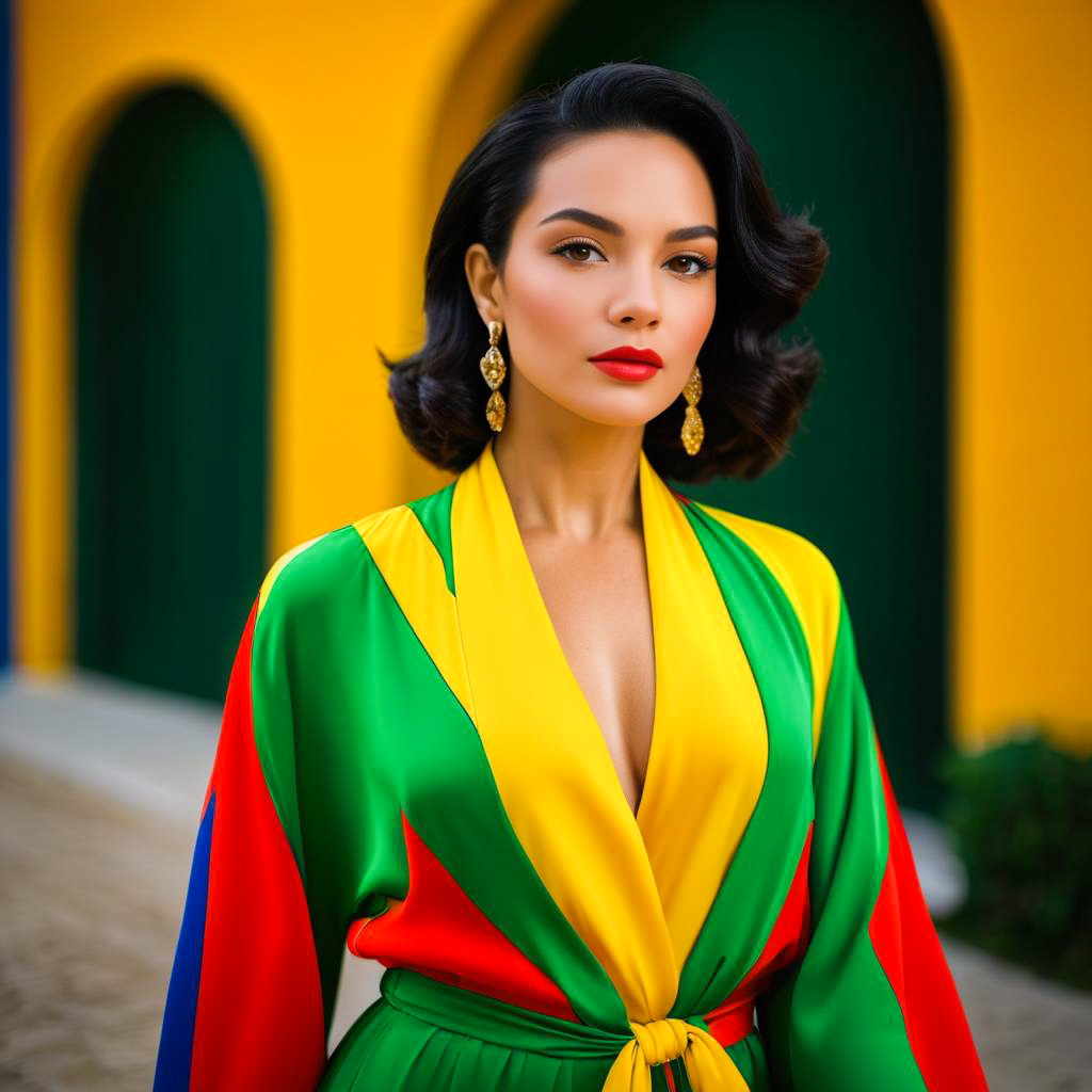 Vibrant Woman in Colorful Robe